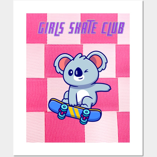 GIRLS SKATE CLUB tshirt and designs. Skater Girls Unite Wall Art by JalapenoWaffles